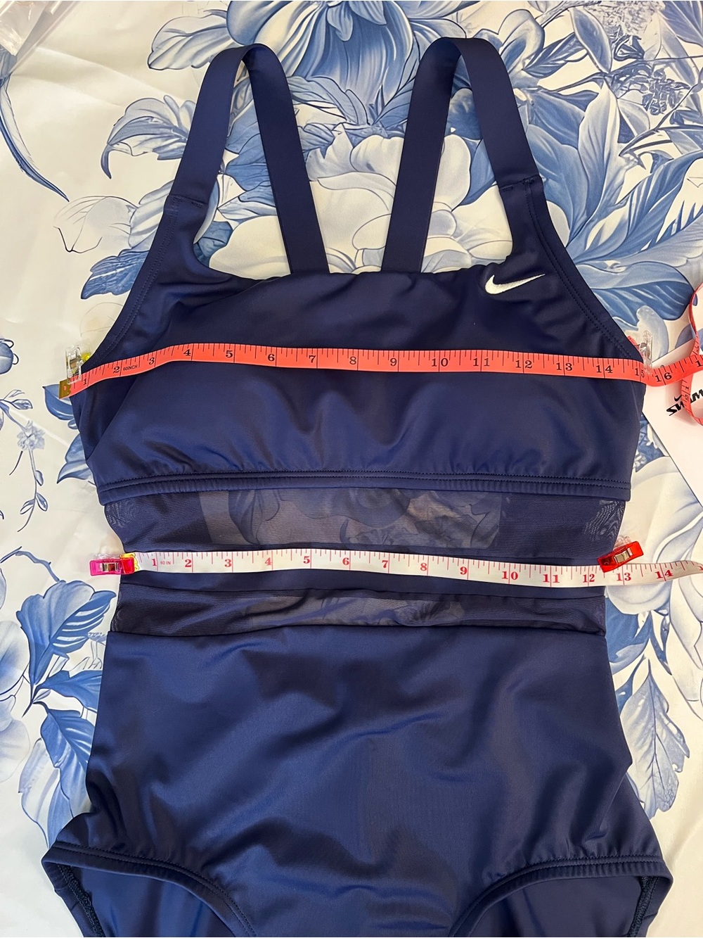Nike Women's Navy Blue One-Piece Swimsuit with Mesh Waist - Picture 8 of 15